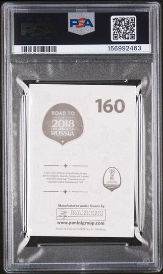 Graded 2018 Panini FIFA World Cup Cristiano Ronaldo #160 Portugal Road to Russia Stickers Soccer Card PSA 10 Gem Mint