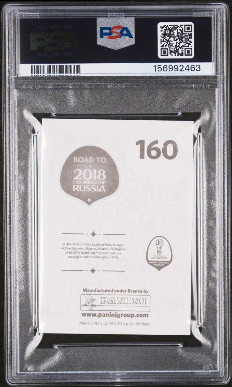 Graded 2018 Panini FIFA World Cup Cristiano Ronaldo #160 Portugal Road to Russia Stickers Soccer Card PSA 10 Gem Mint