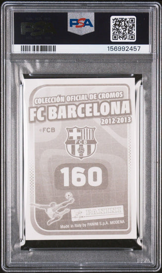 Graded 2012 Panini Lionel Messi #160 FC Barcelona Stickers Soccer Card PSA 10 Gem Mint