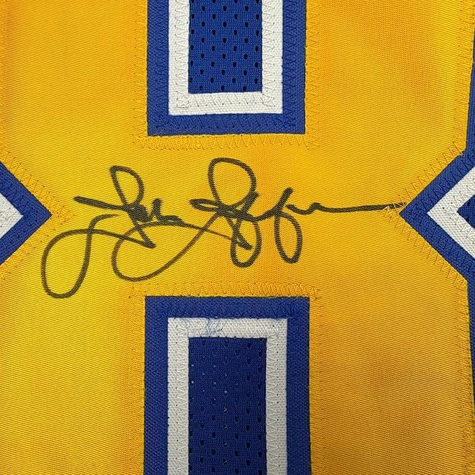Framed Autographed/Signed John Jefferson 35x39 Los Angeles San Diego Royal Blue Football Jersey Beckett BAS COA