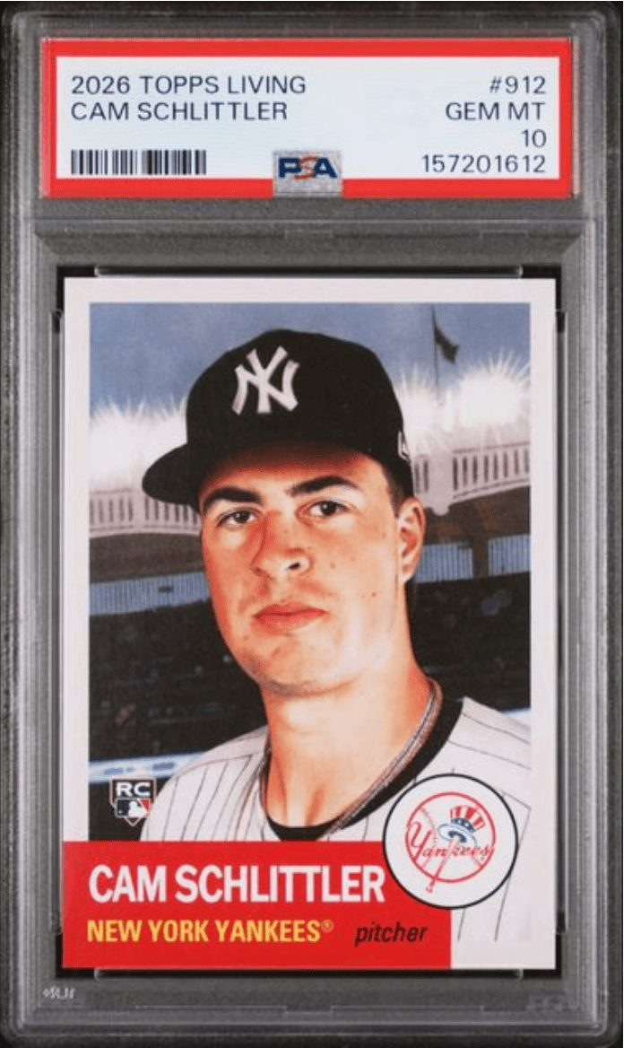 Graded 2026 Topps Living Cam Schlittler #912 Rookie RC Baseball Card PSA 10 Gem Mint