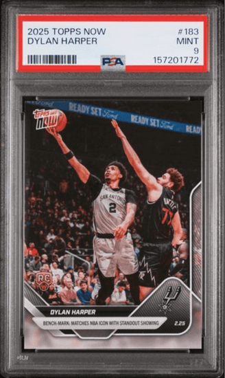 Graded 2025 Topps Now Dylan Harper #183 Rookie RC Basketball Card PSA 9 Mint