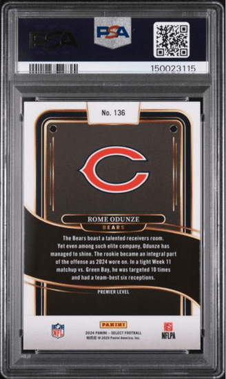 Graded 2024 Panini Select Rome Odunze #136 Rookie RC Football Card PSA 10 Gem Mint