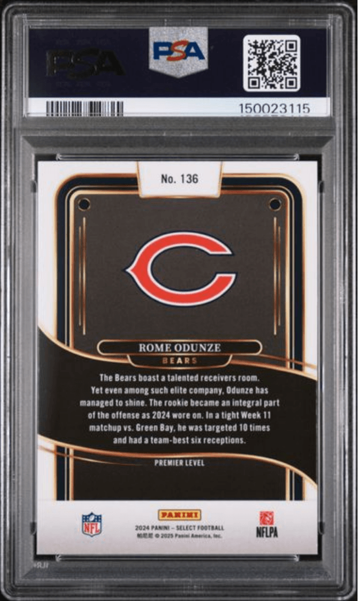 Graded 2024 Panini Select Rome Odunze #136 Rookie RC Football Card PSA 10 Gem Mint