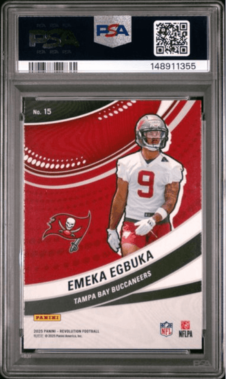 Graded 2025 Panini Revolution Emeka Egbuka #15 Futures Rookie RC Football Card PSA 10 Gem Mint