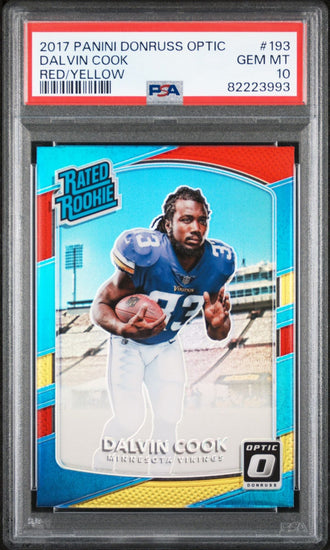 Graded 2017 Panini Donruss Optic Davlin Cook #193 Red/Yellow Rookie RC Football Card PSA 10 Gem Mint