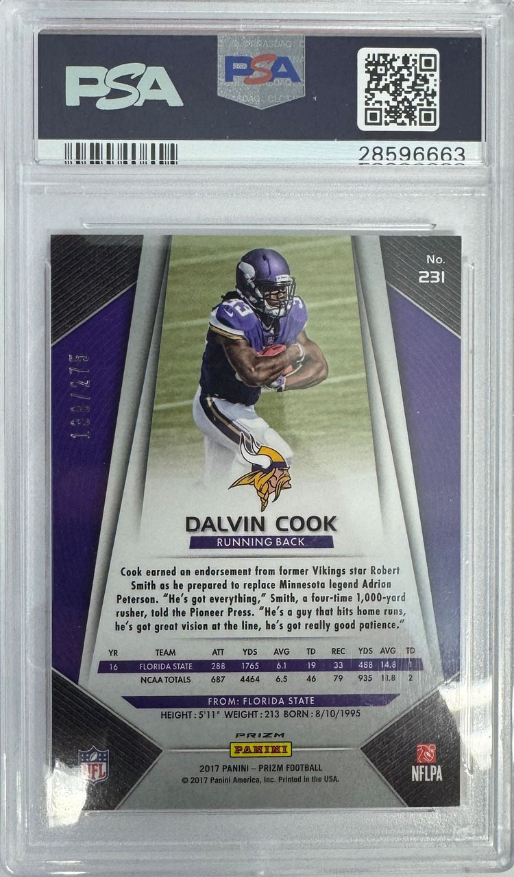 Graded 2017 Panini Prizm Davlin Cook #231 Orange Prizm /275 Rookie RC Football Card PSA 10 Gem Mint