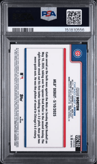 Graded 2025 Topps Chrome Update Cade Horton #102 Purple Raywave /250 Rookie RC Baseball Card PSA 10 Gem Mint