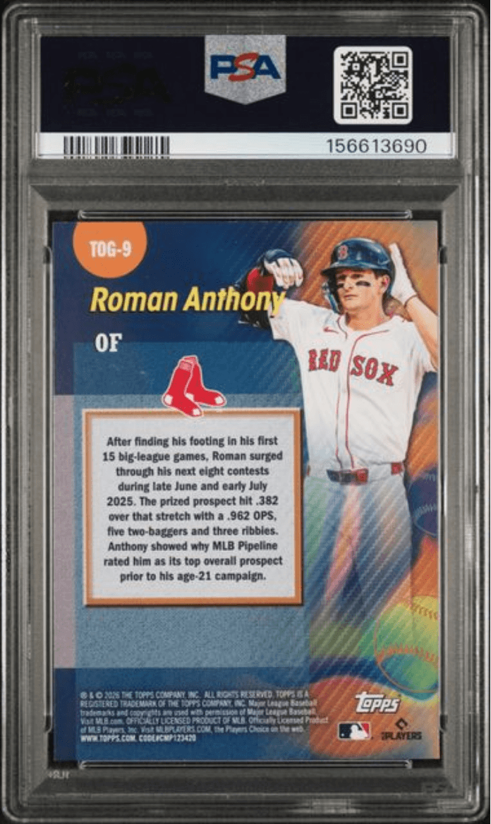Graded 2025 Topps Roman Anthony #9 Titans of the Game Rookie RC Baseball Card PSA 10 Gem Mint