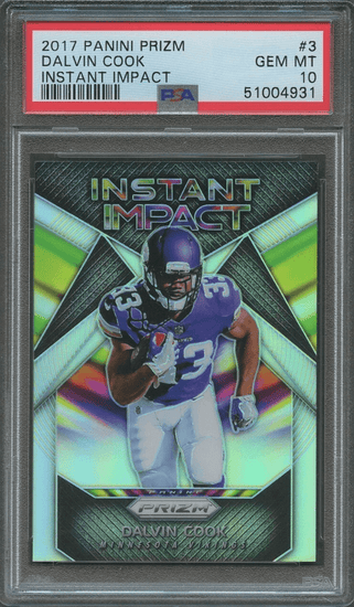 Graded 2017 Panini Prizm Dalvin Cook #3 Instant Impact Rookie RC Football Card PSA 10 Gem Mint