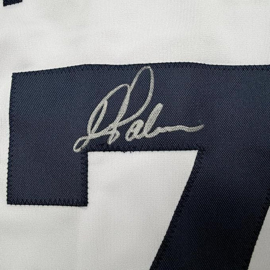 Framed Autographed/Signed Dean Palmer 35x39 Detroit White Baseball Jersey Beckett BAS COA