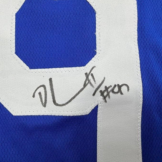 Framed Autographed/Signed Dexter Lawrence II 35x39 New York Retro Century Red Pro Cut Football Jersey Beckett BAS COA