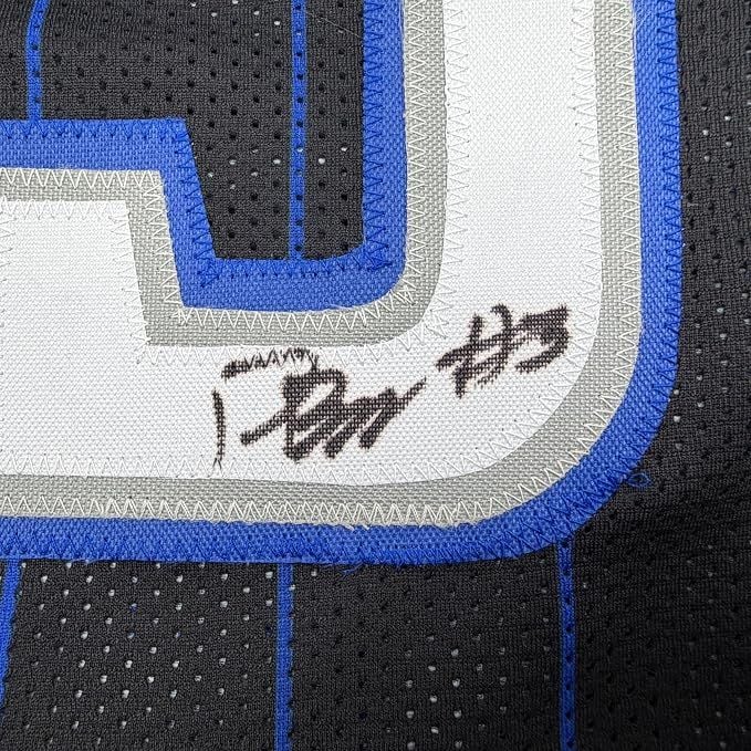 Framed Autographed/Signed Desmond Bane 35x39 Orlando Black Pinstripe Basketball Jersey Beckett BAS COA