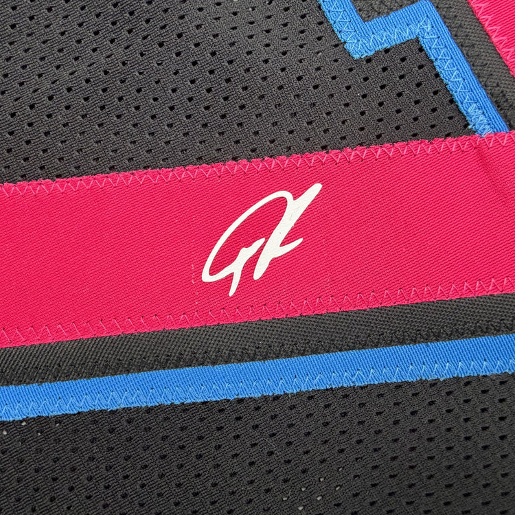 Facsimile Autographed Giannis Antetokounmpo Miami Black Vice Reprint Laser Auto Basketball Jersey Size Men's XL