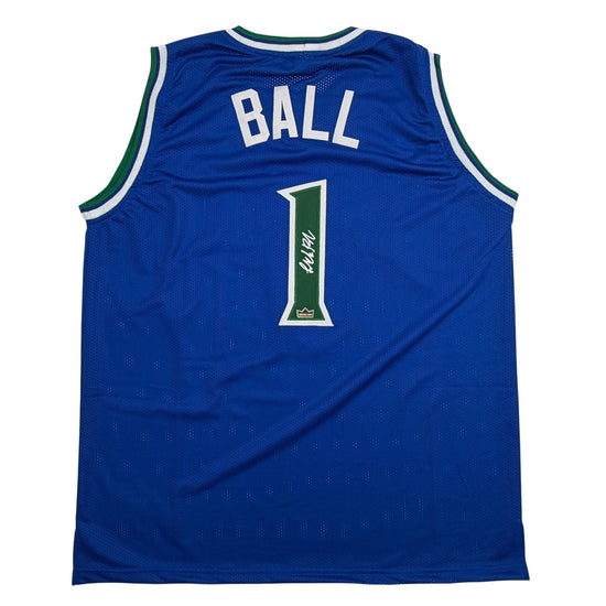 Facsimile Autographed LaMelo Ball Minnesota Blue Reprint Laser Auto Basketball Jersey Size Men's XL