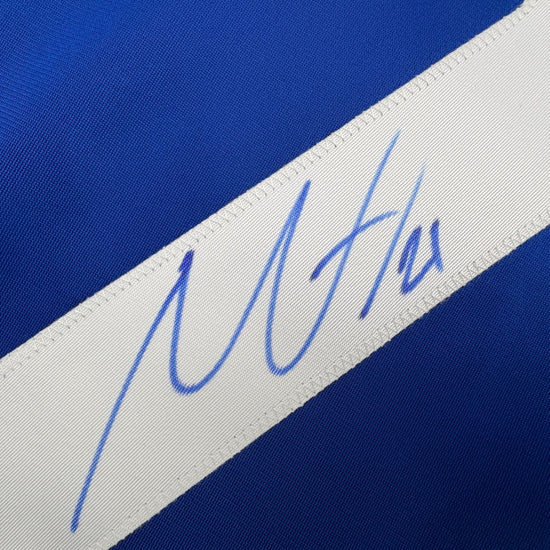 Autographed/Signed Nils Hoglander Vancouver Blue Hockey Jersey Beckett BAS COA