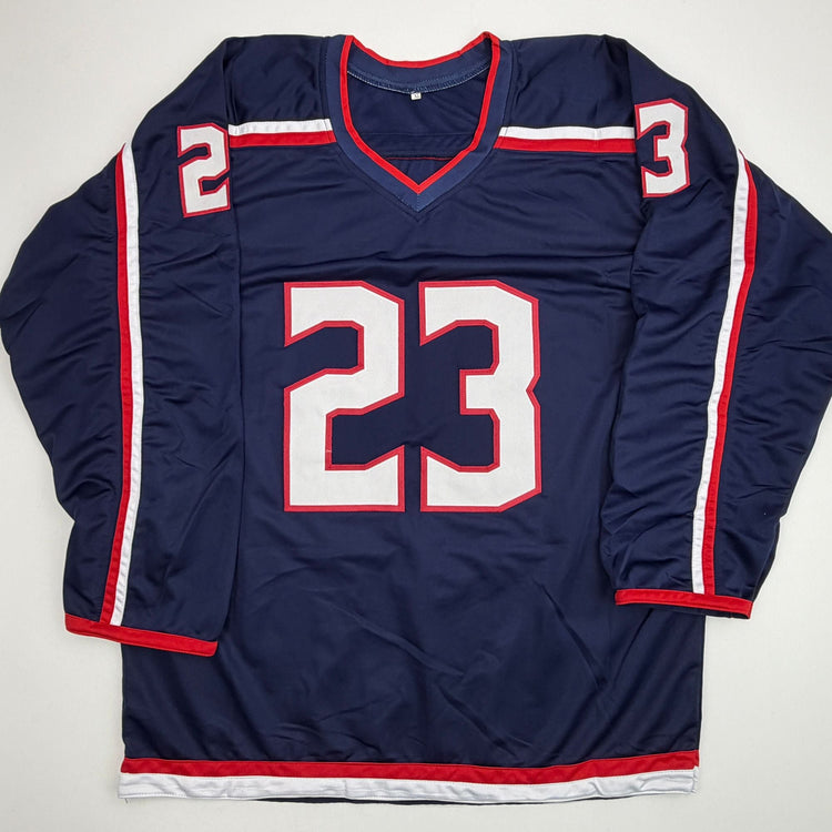 Autographed/Signed Sean Monahan Columbus Blue Hockey Jersey Beckett BAS COA