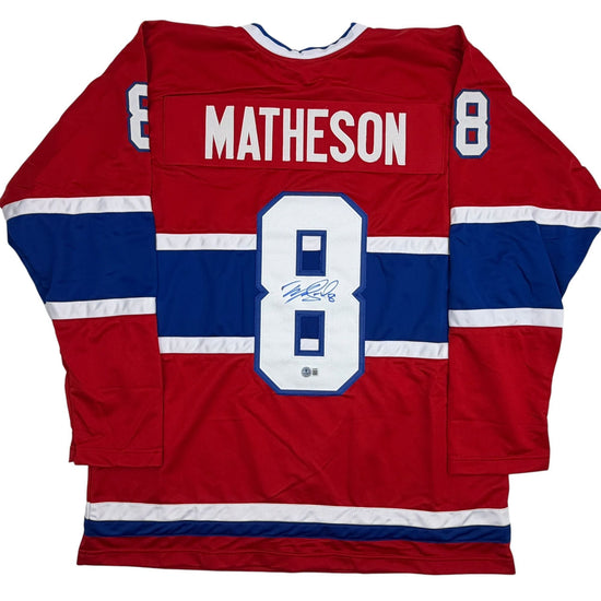Autographed/Signed Mike Matheson Montreal Red Hockey Jersey Beckett BAS COA