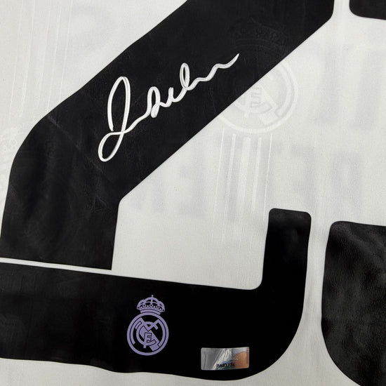 Autographed/Signed David Beckham Real Madrid White Soccer Jersey Panini Authentic COA