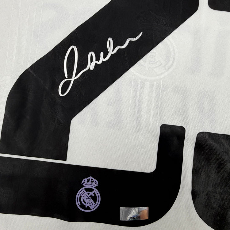 Autographed/Signed David Beckham Real Madrid White Soccer Jersey Panini Authentic COA