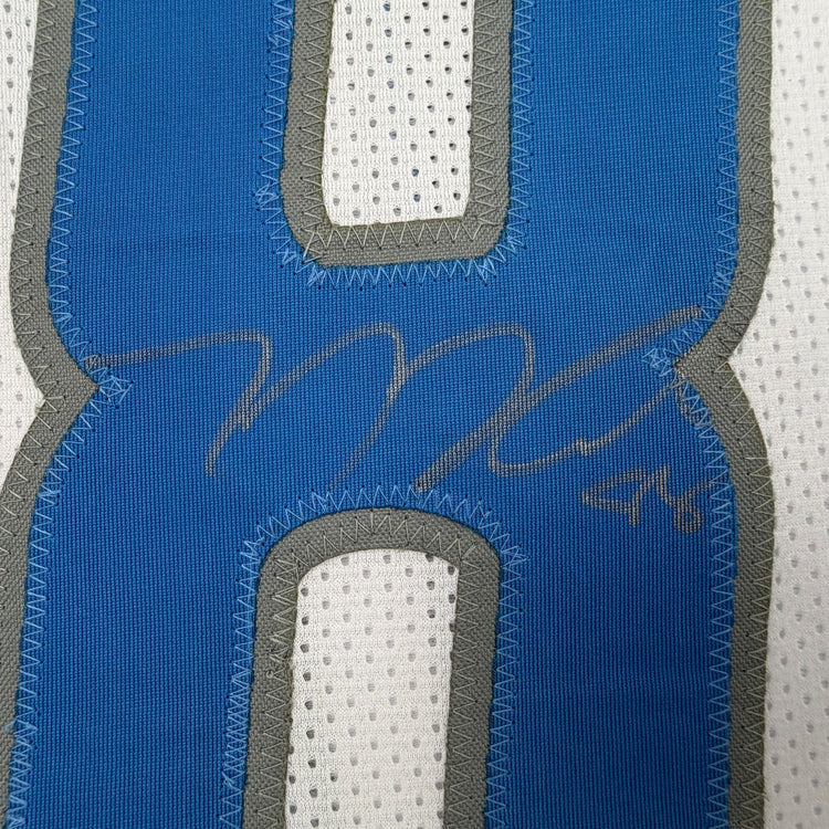 Autographed/Signed TJ Hockenson Detroit White Football Jersey Beckett BAS COA