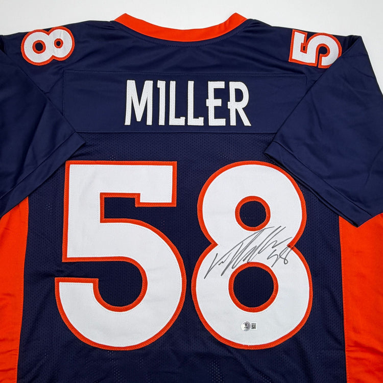 Autographed/Signed Von Miller Denver Blue Football Jersey Beckett BAS COA