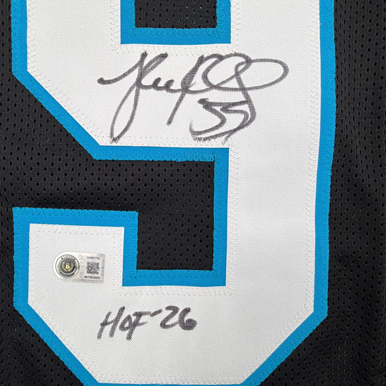 Autographed/Signed Luke Kuechly HOF 26 Carolina Black Football Jersey Beckett BAS COA