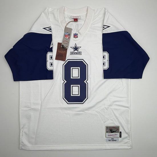 Autographed/Signed Troy Aikman Dallas Cowboys White Authentic Mitchell & Ness Football Jersey Fanatics COA