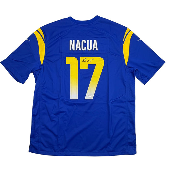 Autographed/Signed Puka Nacua #17 Los Angeles LA Rams Blue Authentic Nike Rookie Football Jersey Fanatics COA