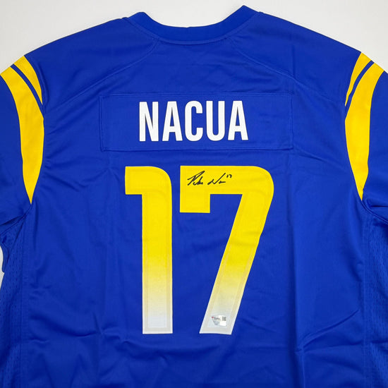 Autographed/Signed Puka Nacua #17 Los Angeles LA Rams Blue Authentic Nike Rookie Football Jersey Fanatics COA