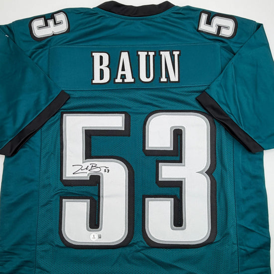 Autographed/Signed Zack Baun Philadelphia Green Football Jersey Beckett BAS COA