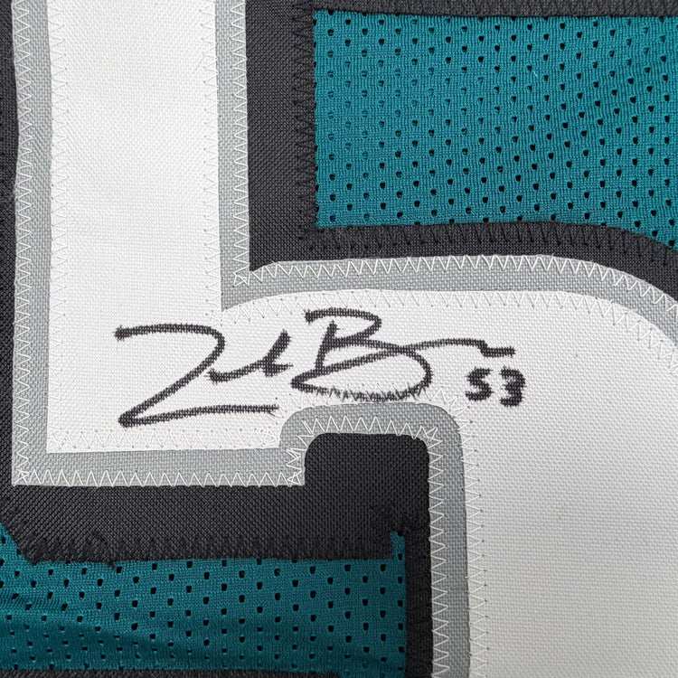 Autographed/Signed Zack Baun Philadelphia Green Football Jersey Beckett BAS COA
