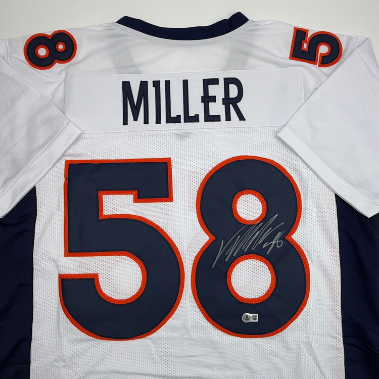 Autographed/Signed Von Miller Denver White Football Jersey Beckett BAS COA