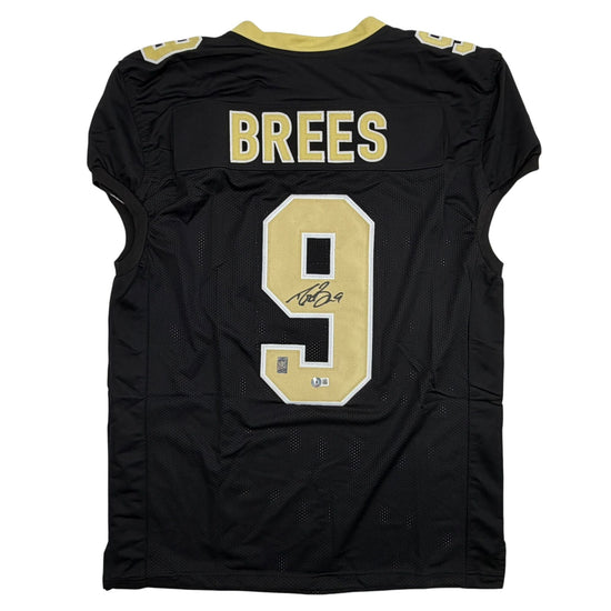 Autographed/Signed Drew Brees New Orleans Black Pro Cut Football Jersey Beckett BAS COA