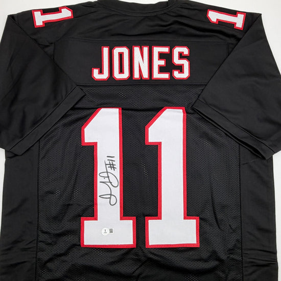Autographed/Signed Julio Jones Atlanta Black Retro Football Jersey Beckett BAS COA