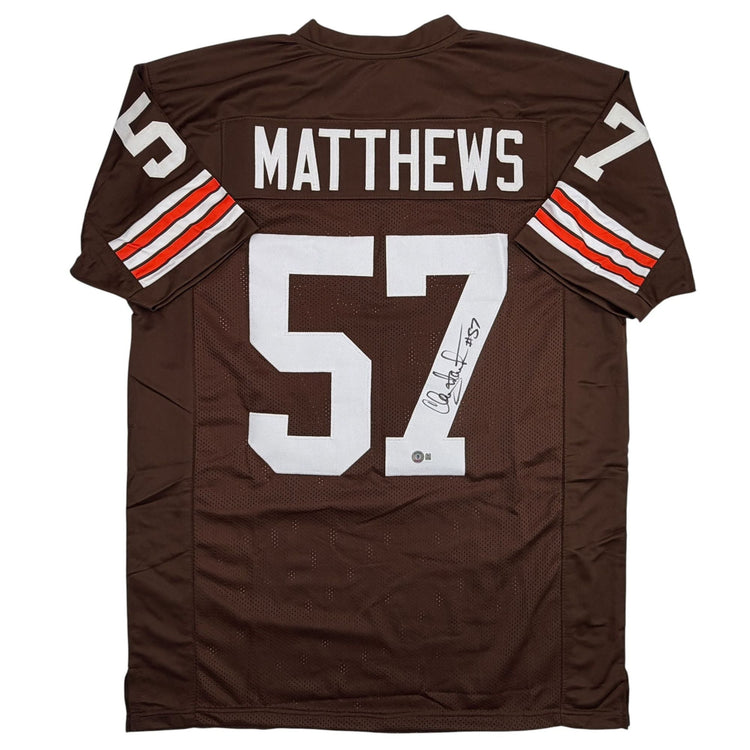 Autographed/Signed Clay Matthews Jr Cleveland Brown Football Jersey Beckett BAS COA
