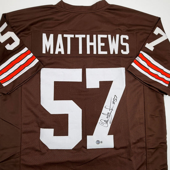 Autographed/Signed Clay Matthews Jr Cleveland Brown Football Jersey Beckett BAS COA