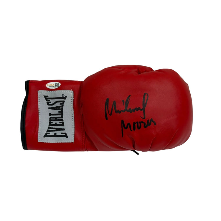 Autographed/Signed Michael Moorer Red Everlast Boxing Glove JSA COA