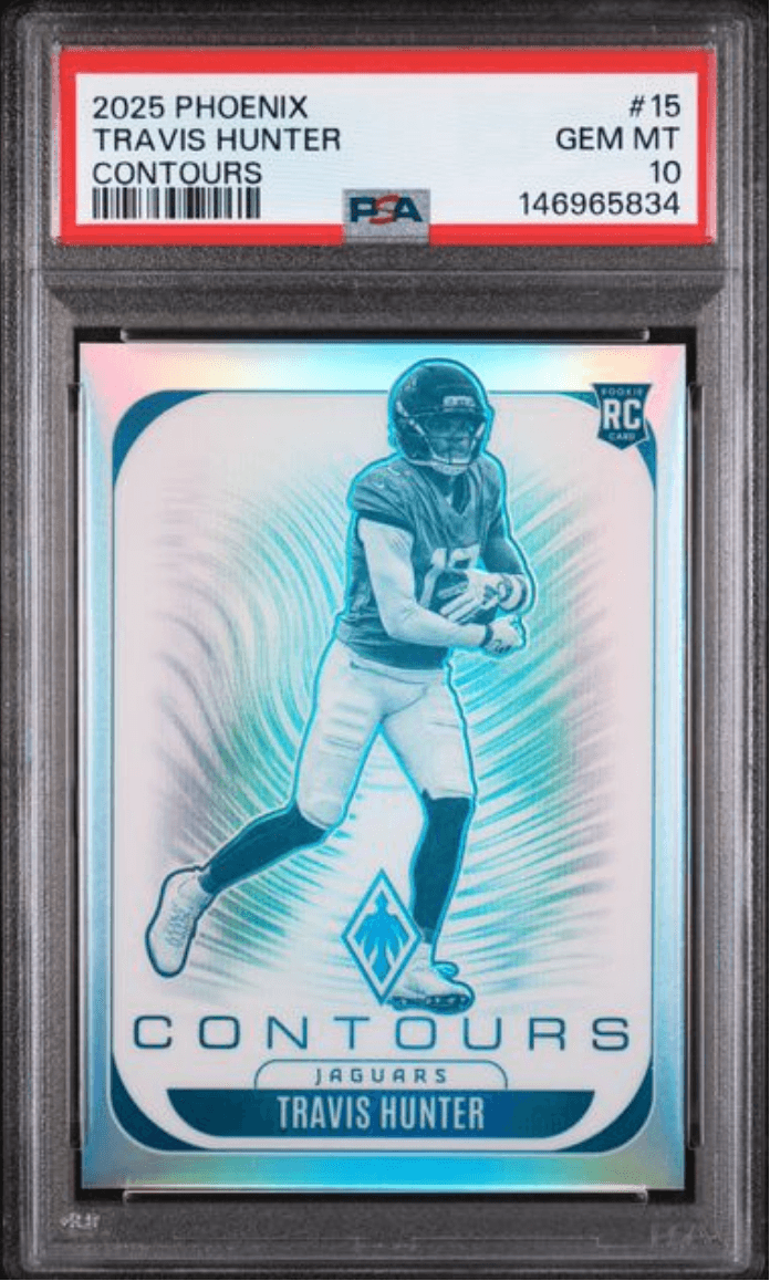 Graded 2025 Panini Phoenix Travis Hunter #15 Contours Rookie RC Football Card PSA 10 Gem Mint
