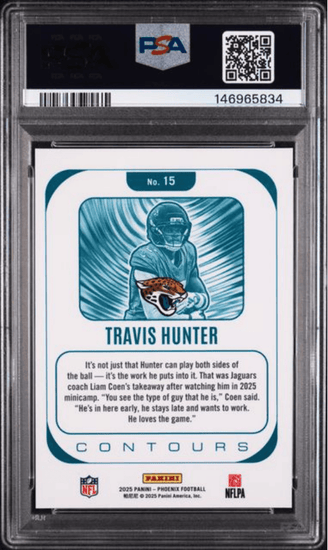 Graded 2025 Panini Phoenix Travis Hunter #15 Contours Rookie RC Football Card PSA 10 Gem Mint