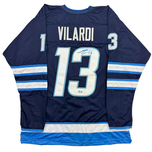 Autographed/Signed Gabriel Vilardi Winnipeg Blue Hockey Jersey Beckett BAS COA