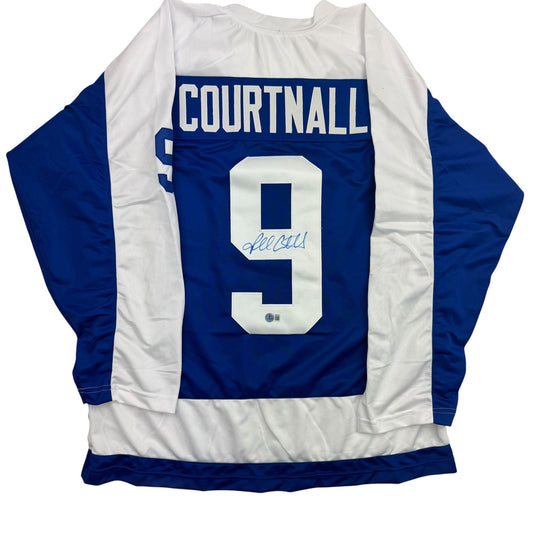 Autographed/Signed Russ Courtnall Toronto Blue Hockey Jersey Beckett BAS COA