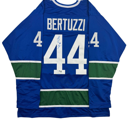 Autographed/Signed Todd Bertuzzi Vancouver Blue Hockey Jersey Beckett BAS COA