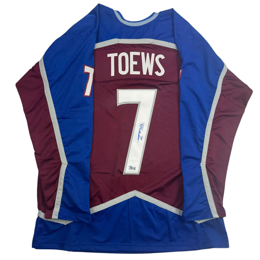 Autographed/Signed Devon Toews Colorado Maroon Hockey Jersey Beckett BAS COA