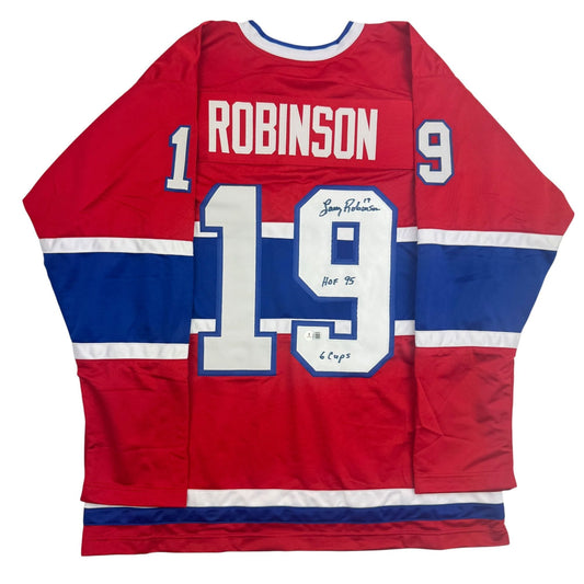 Autographed/Signed Larry Robinson Montreal Red Hockey Jersey Beckett BAS COA