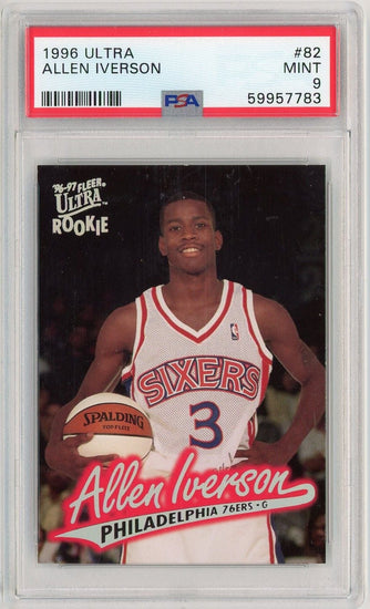 Graded 1996 Fleer Ultra Allen Iverson #82 Rookie RC Basketball Card PSA 9 Mint