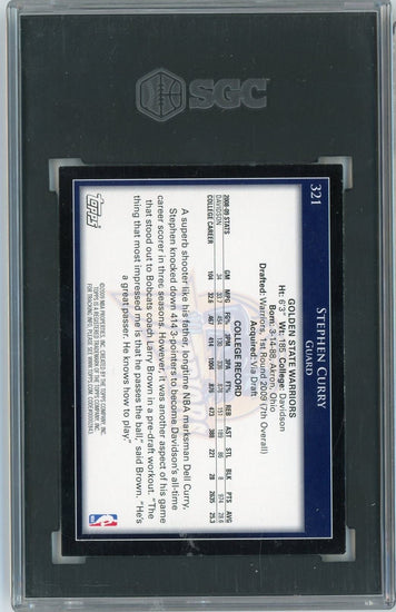 Graded 2009 Topps Stephen Steph Curry #321 Rookie RC Basketball Card SGC 7 Near Mint