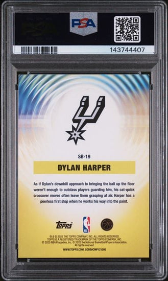 Graded 2025 Topps Dylan Harper #SB-19 Sonic Boom Rookie RC Basketball Card PSA 9 Mint