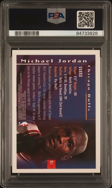 Graded 1995 Topps Finest Michael Jordan #M1 Mystery Borderless Basketball Card PSA 7 Near Mint