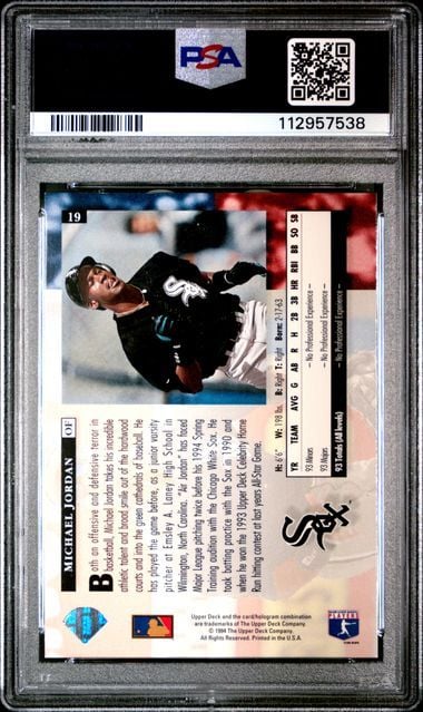 Graded 1994 Upper Deck Michael Jordan #19 Rookie RC Baseball Card PSA 9 Mint